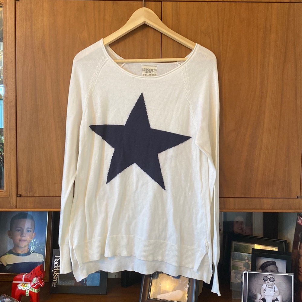 Billabong White Long Sleeve Top with Navy Star